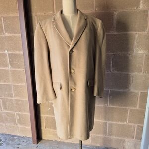 Vintage Khingana Cashmere Mink Coat Mens Tan Overcoat Project As-Is